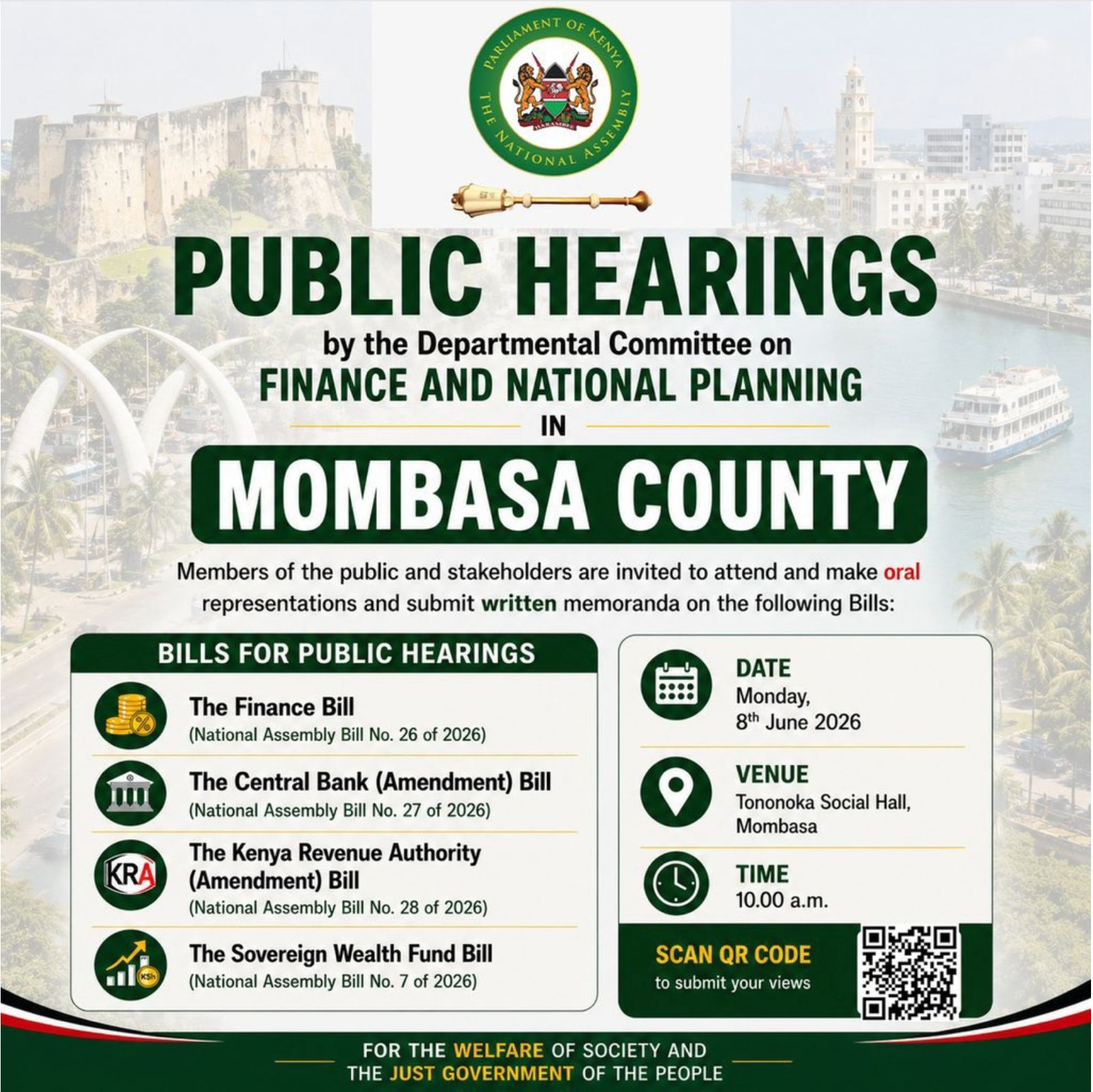 Public hearings by the Departmental Committee on Finance and National Planning in Mombasa County